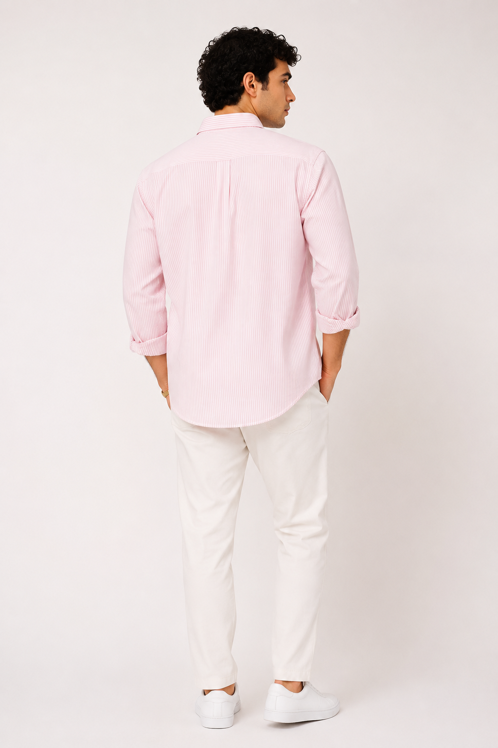 Pinstripe Cotton Oxford Long Sleeve Shirt