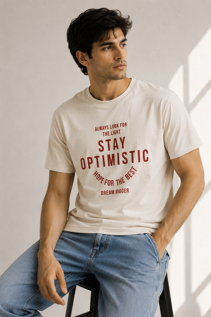Cream Stay Optimistic Graphic Cotton Jersey T-Shirt
