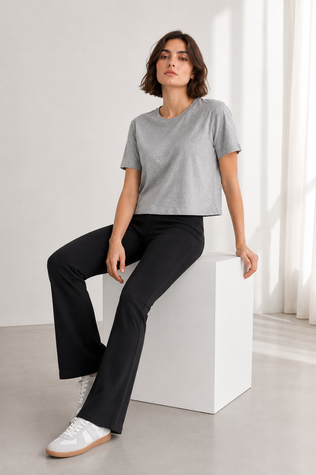 Grey Milange Boxy Fit Single Jersey T-Shirt