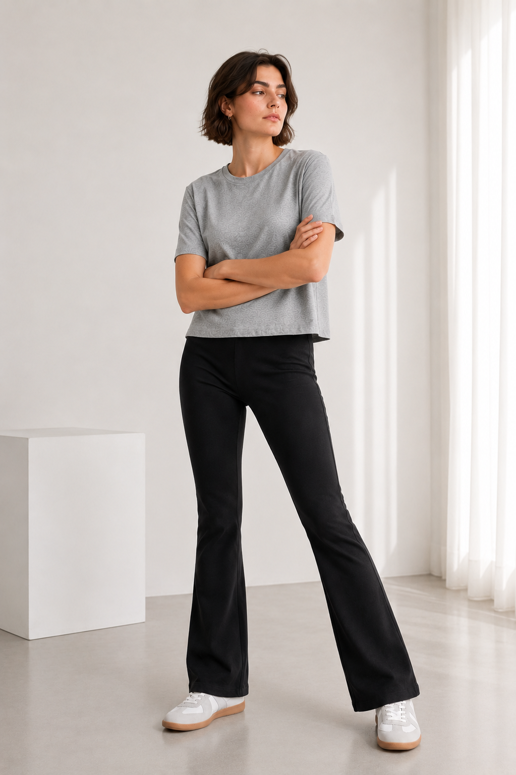 Grey Milange Boxy Fit Single Jersey T-Shirt
