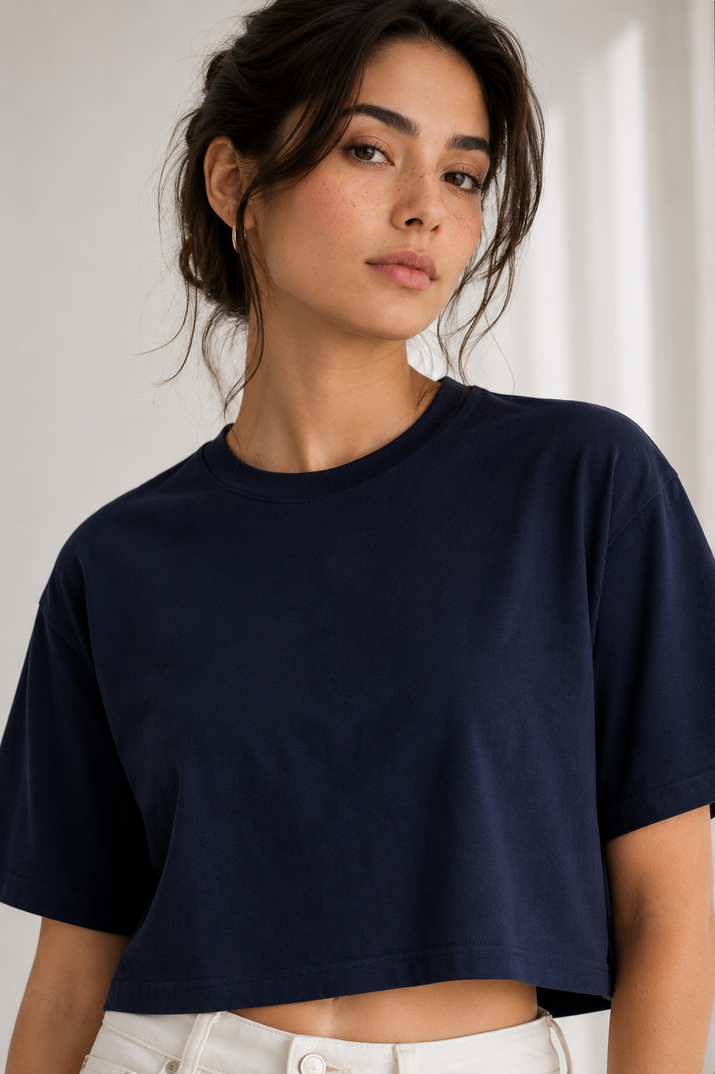 Navy Boxy Fit Single Jersey T-Shirt