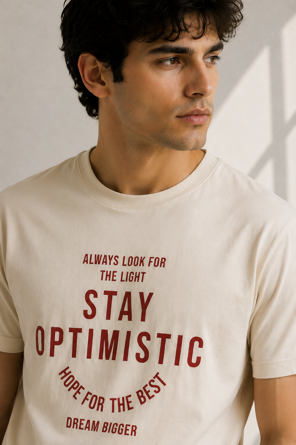 Cream Stay Optimistic Graphic Cotton Jersey T-Shirt