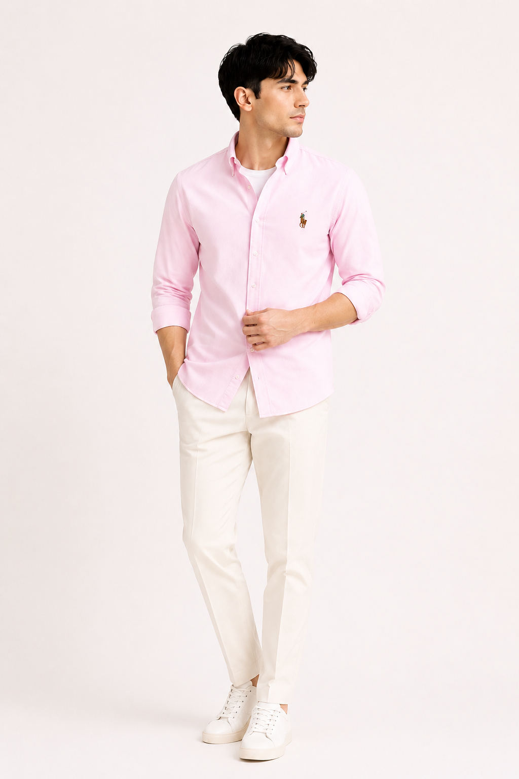 Pale Pink Cotton Long Sleeve Shirt