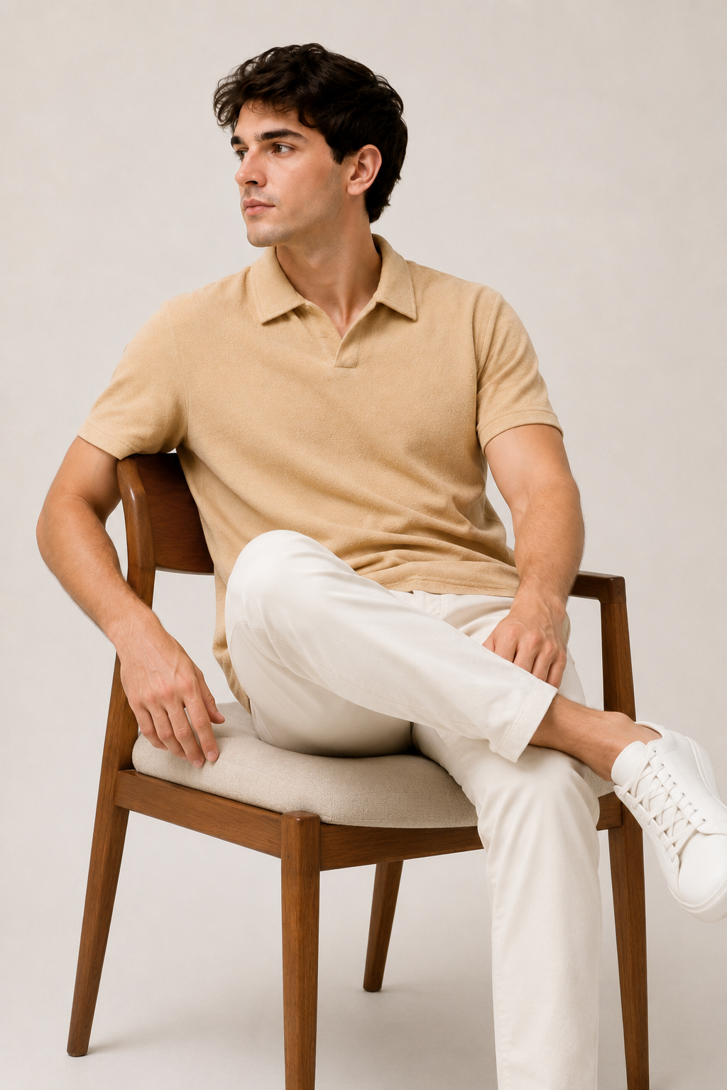 Sand Terry J-Card Jersey Polo Shirt