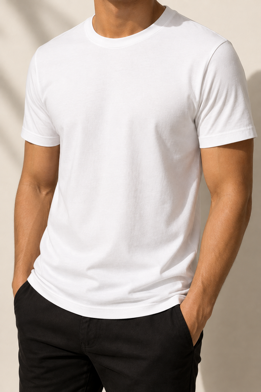 White Crew Neck Cotton T-Shirt